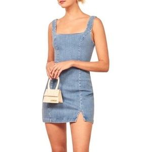 Reformation chambray denim fitted mini dress